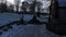 Traditional English Church and churchyard on snowy winter day