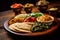 Traditional ethiopian cuisine food served on the table. National cuisine