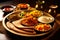 Traditional ethiopian cuisine food served on the table. National cuisine