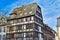 Traditional European style half timbered frame house in historical city center of Strasbourg in France