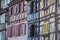 Traditional facades of historic houses in Colmar old town, north-eastern France