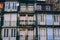 traditional facades of old houses in Porto,