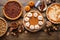 Traditional fall Thanksgiving pies, pumpkin and pecan pie