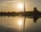 Traditional felluca sailing boat silhouette at sunset