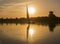 Traditional felluca sailing boat silhouette at sunset