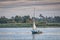 A Traditional Felucca Sailing on the Nile River