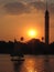 traditional Felucca (sailingboat) at sunset. Cairo