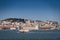 A traditional ferry boat Cacilheiro crossing the Tagus River in Lisbon, Portugal