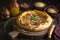 traditional festive food of tyrolean pie with cheese and bacon