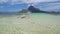 Traditional filippino fishing boat in shallow water lagoon at El Nido bay. Palawan island, Philippines