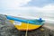 Traditional fishermen boat on coast in iranian city Astara, on Azerbaijan border