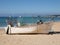 Traditional fishing boat on the Algarve beach - Portugal