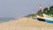 Traditional fishing boats on the famous Marari beach in Kerala, India