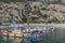 Traditional fishing boats at the fishing harbor of Sesimbra.