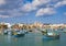 Traditional fishing boats marsaxlokk harbour malta