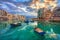 Traditional fishing boats on the Spinola Bay at sunrise, Malta