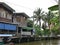 Traditional floating habitats along the canal with very natural rural life in Thailand.