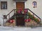 Traditional flowered house at the Italian Alps and dolomites