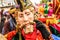 Traditional folk dancer in Spanish conqueror mask & costume, Guatemala