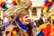 Traditional folk dancers in mask & costume, Guatemala