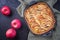 Traditional French apple tarte on a design cast iron pan