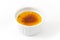 Traditional French creme brulee dessert with caramelized sugar on top