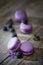 Traditional french macaroons with blueberries