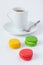 Traditional french multicolored cakes macarons