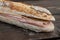 traditional french sandwich with ham and cheese on wo