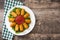 Traditional fried Spanish croquetas croquettes with ketchup in plate