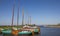 Traditional frisian wooden ships in Sloten