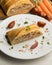 Traditional Galician empanada filled with vegetables and anchovies.