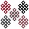 Traditional geometric Oriental Tibetan symmetrical Endless, Eternity Knot zen Auspicious Symbols in black, white and red with diam