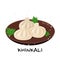 Traditional Georgian dish Khinkali. Meat dumplings vector realistic illustration.