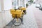 Traditional German yellow bike for mail delivery.