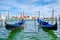 Traditional gondolas near St Marks Square in Venice