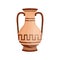 Traditional greek antique vase with handles decorated by Hellenic ornaments vector flat illustration. Ancient pottery or