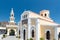 Traditional Greek church with bell tower in Palaiochora town, Crete island, Greece