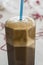 Traditional greek cold coffee Frappe with foam