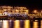 Traditional Greek fish restaurant at Zygi village at night. Larn