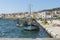 Traditional Greek fishing boats in Samos port on Samos island, Greece