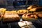 Traditional Greek pastries in a bakery