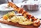 Traditional greek souvlaki with chicken and potatoes - greek kontosouvli