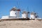 Traditional Greek windmills on Mykonos island, Greece