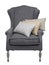 Traditional grey arm chair with 3 floral cushions