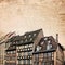 Traditional half-timbered houses street in Strasbourg, Alsace, France