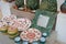 Traditional handcrafted plates, colorful decorated Russian dishes