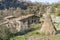 Traditional haystack on field in Rupit i Pruit  old medieval catalan village in Barcelona  Spain