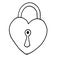 Traditional heart shaped padlock for love lock unity ceremony, sketch style illustration isolated on white background