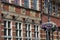 Traditional historic medieval house facades with carvings in the old picturesque town of Zutphen